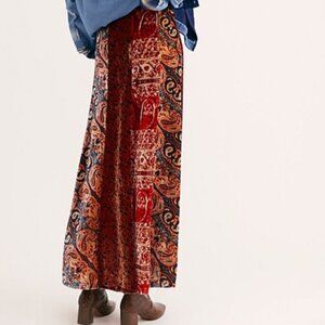 Free People High Atlas Panel Velvet Maxi Skirt (NWT)